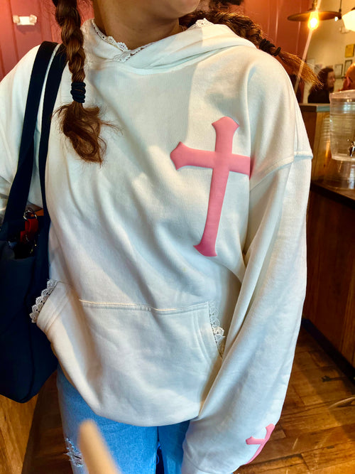 Jesus Saves Hoodie with Lace Hood